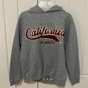 zara girls 11-12 gray graphic hoodie california